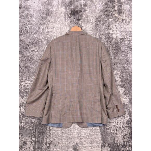 Samuelsohn Sport Coat 42 R Mens Silk Wool Herringbone Check Plaid Jacket - Picture 3 of 11